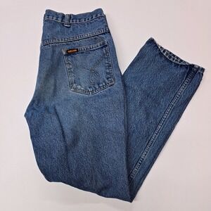 Vitnage Saddle King Mens Blue Denim Jeans Straight‎ Leg Casual Workwear 34x29